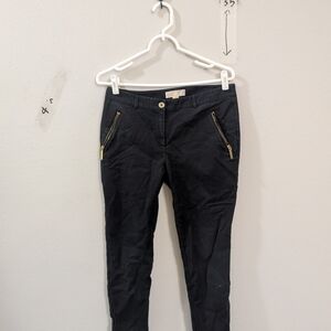 Michael Kors Black Skinny Jeans with Gold Zipper Accents